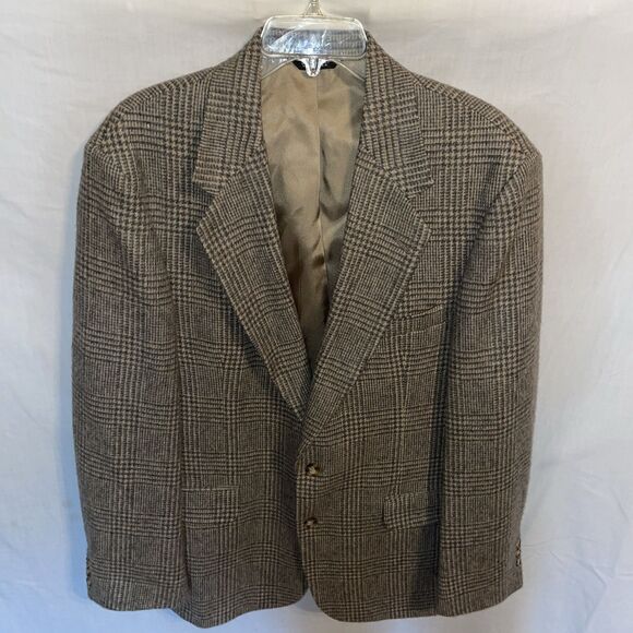 Orvis Men’s Dress Blazer Size 42L Gray Houndstooth Plaid Going Out Party - Picture 1 of 13